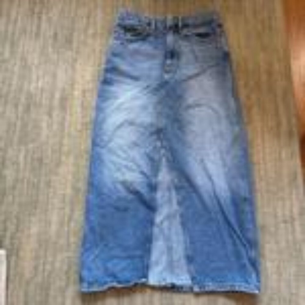 Mango Mid Rise Denim Maxi Skirt